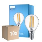Mehrfachpackung 10x Philips Corepro LED Lustre E14 Kugel Fadenlampe Klar 6.5W 806lm - 827 Extra Warmweiß | Ersatz Für 60W