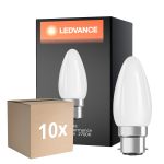 Mehrfachpackung 10x Ledvance Classic Performance LED Glühbirne B22d Kerze Fadenlampe Matt 4.8W 470lm - 827 Extra Warmweiß | Dimmbar - Ersatz Für 40W
