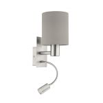 Eglo Wandleuchte Pasteri Stahl Satin-Nickel 40 | IP20 - Inkl. Spot und Exkl. 1x E27