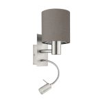 Eglo Wandleuchte Pasteri Stahl Satin-Nickel 40 | IP20 - Inkl. Spot und Exkl. 1x E27