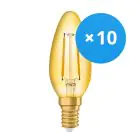 Mehrfachpackung 10x Osram Vintage 1906 LED E14 Kerze Gold 1.5W 120lm - 824 Extra Warmweiß | Ersatz Für 15W