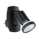 Eglo Wandleuchte Parrini Lamp mit Stecker Schwarz 4.5W 345lm - 830 Warmweiß | IP20 - Inkl. 1x GU10