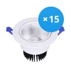 Lot 15x Downlight LED Rond Inclinable 15W 1200lm 60D - 930 Blanc Chaud | 135mm - Diamètre 110mm - UGR 