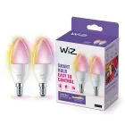 Pack duo 2x WiZ Smart LED E14 Bougie Dépolie 5W 470lm | Meilleur Rendu Des Couleurs - Dimmable - Équivalent 40W